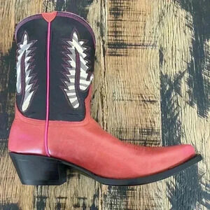 JOHNNY RINGO Red & Black Leather Animal Print Women’s Western Boots Size…